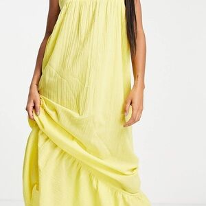 XS Tiered beach Yellow Maxi Dress